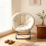 Folding Saucer Moon Chair Portable Soft Sheep's Wool Beige