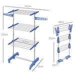 Clothes Dryer Tower, 3 Levels, Foldable, Steel Blue