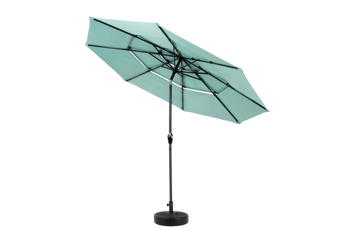 Double Sided Outdoor Umbrella, 14.8 Ft Rectangular Large with Crank, Light Green
