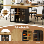 Telescopic Dining Table, Extendable Kitchen Table for 4-6, Space-Saving, Brown Glass