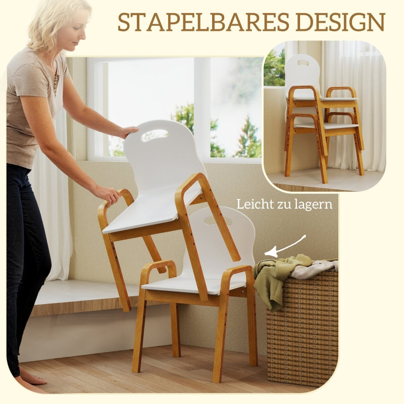 Children's Chair Set Wooden Non-Slip Height Adjustable, White