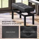 Piano Bench, Height-Adjustable, Storage, 220 kg Capacity, Faux Leather, Black