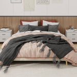 Modern Minimalist Bed Frame 160x200 Low-Profile - Dutch Velvet Beige