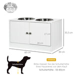 Dog Bowls, Elevated Feeding Station, 2 Stainless Steel Bowls, White