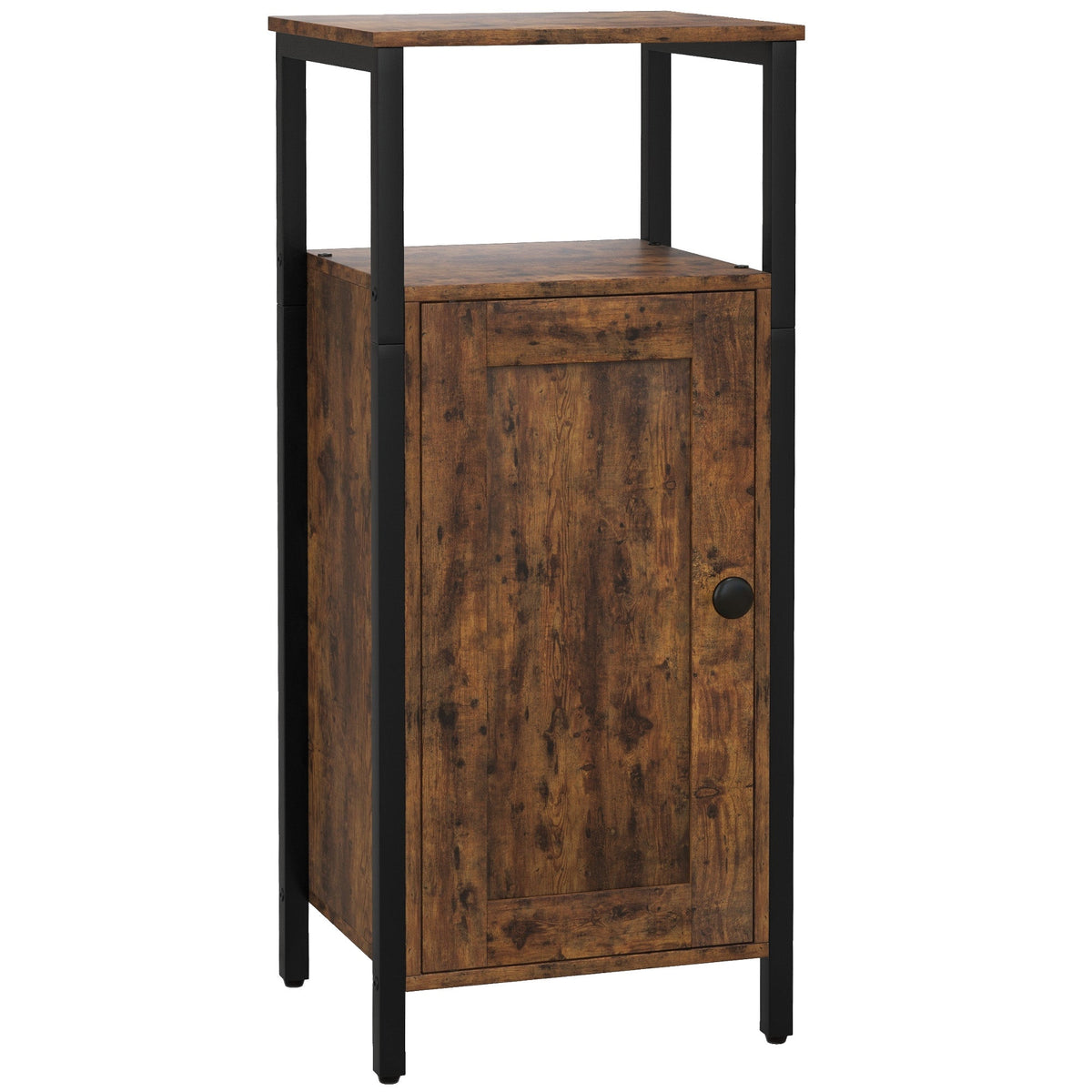Side table, coffee table with adjustable shelf, industrial design, rustic brown