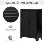 Filing Cabinet Sideboard, Louvre Doors, Storage Cabinet, Black