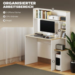 Desk, Computer Office Table with Open Shelves, CPU Stand, Steel Frame, Oak