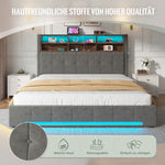 Storage Bed 180x200 cm with LED & Headboard in Velvet