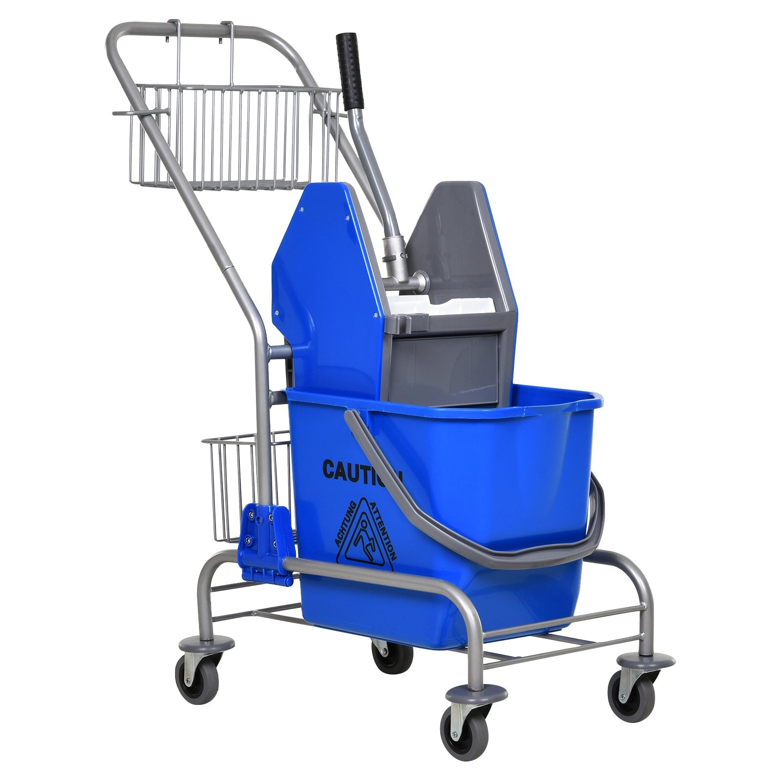 Cleaning Cart, 26L Jaw Press Bucket, Blue