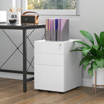 Mobile Filing Cabinet 3 Drawers Office Steel White 39x48x59cm