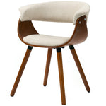 Dining Chair, Upholstered Armchair with Wooden Legs, Beige