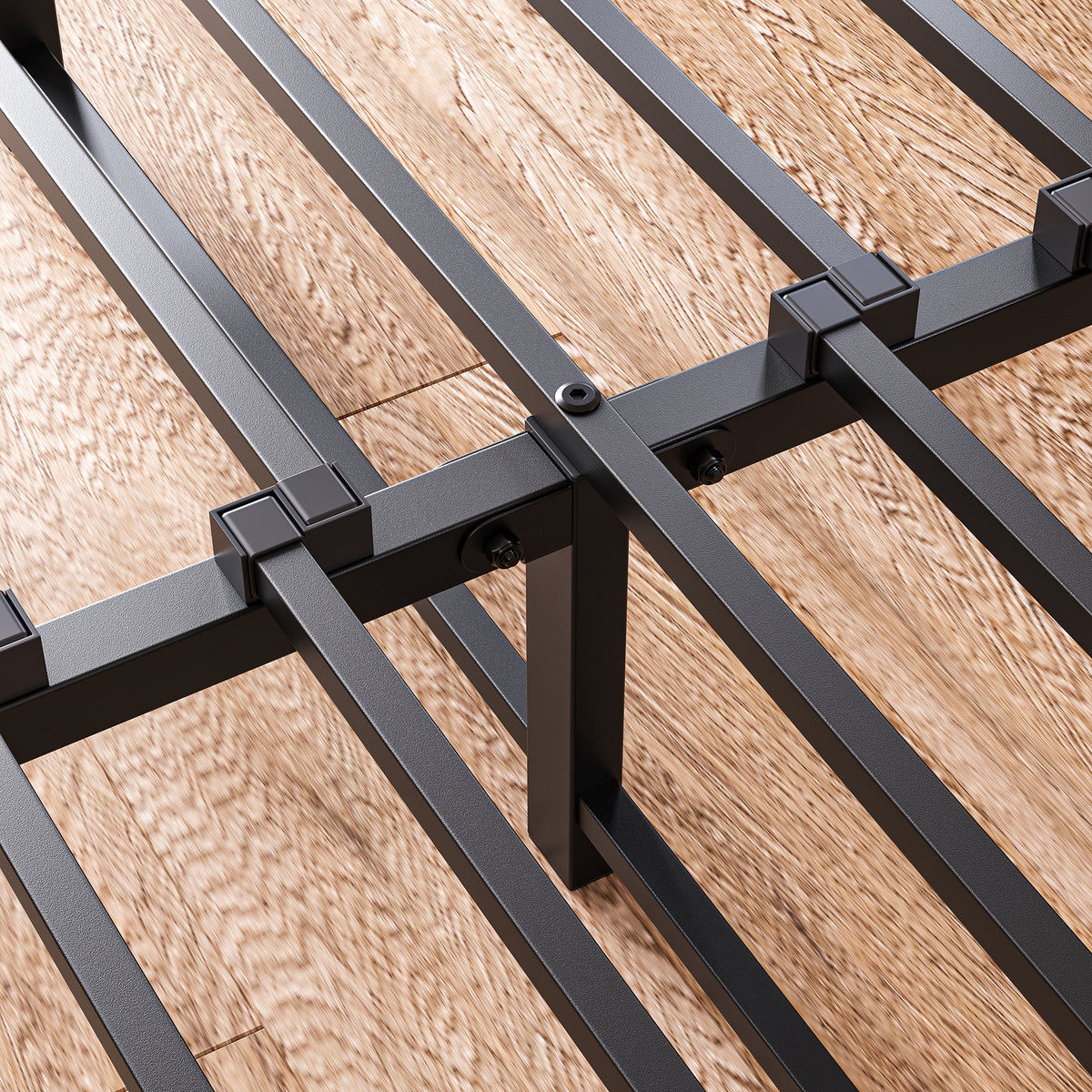 Bed Frame 140x190cm with LED Light & USB Station, Metal
