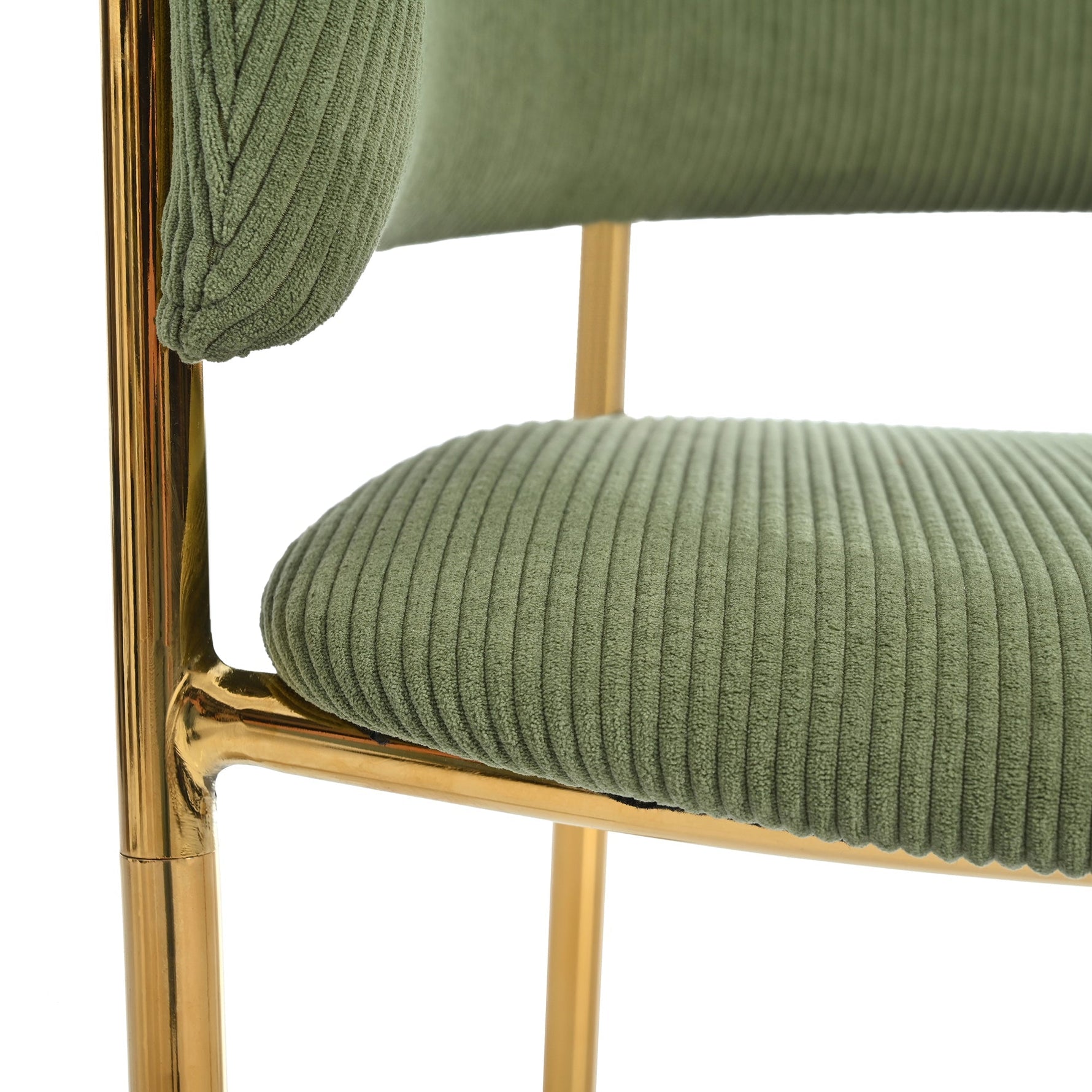 Modern Chairs Set of 6 with Angled Legs and Adjustable Feet, Green Corduroy