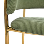 Modern Chairs with Angled Legs and Adjustable Feet, Green Corduroy Fabric (Set of 2)