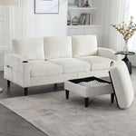 Sofa with Footstool & Storage, 4-Seater Velvet