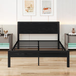 Single Metal Platform Bed Frame with Storage, 120x200cm, Vintage Black
