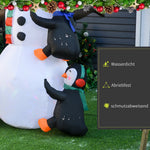 Inflatable Snowman with 3 Penguins, LED Lighting, Polyester