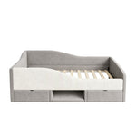 Upholstered Children's Bed 90x190 with Drawers, Grey Velvet