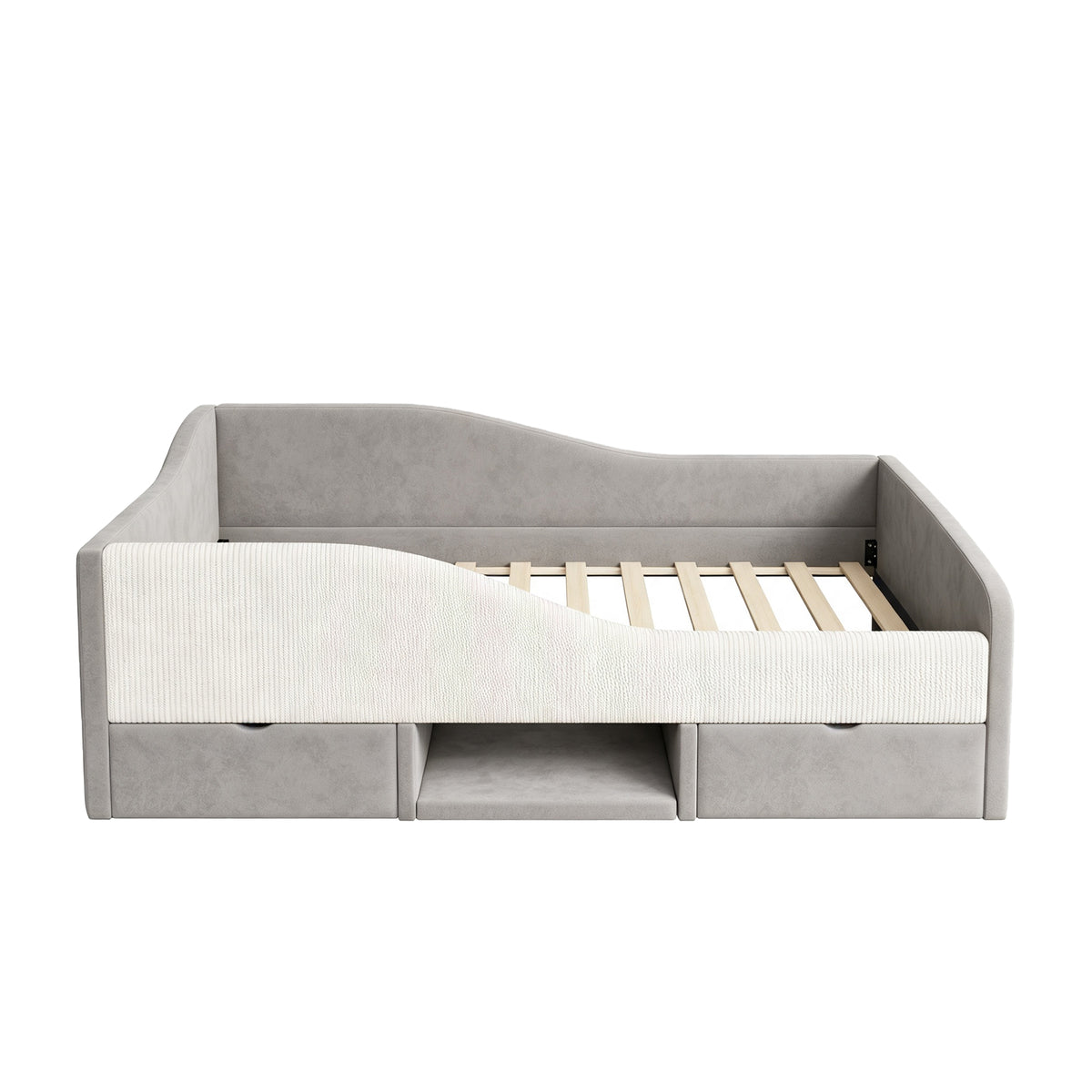 Upholstered Children's Bed 90x190 with Drawers, Grey Velvet