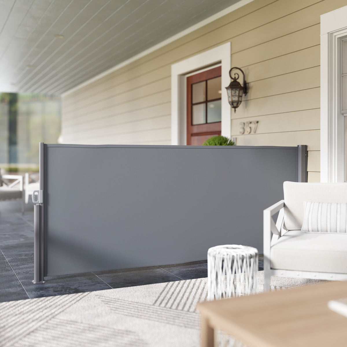 Side Awning, Extendable Privacy Screen, Wall Bracket, 300x140cm, Dark Gray