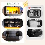 Tall Cabinet 115x180cm with LED App Control & Music, 4 Doors 5 Drawers Display Storage, Black