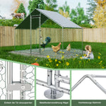 Chicken Coop/Run 3x1.5x2m Safety Lock Waterproof Enclosure, Metal