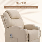 Electric Recliner TV Massage Chair with Reclining Function, Faux Leather Beige