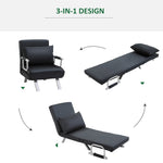 2-in-1 Sofa Bed Adjustable Backrest Removable Cover Polyester Black
