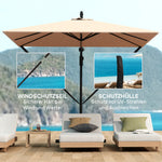 Cantilever Parasol Ø260 cm UV 50+ Water-Repellent Tiltable with Crank & Stand, Khaki