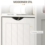 Slim Bathroom Cabinet, Tall with 2 Drawers, 3 Open Compartments, White