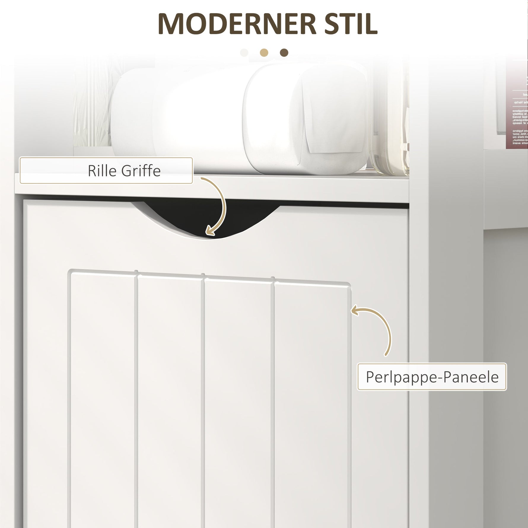 Slim Bathroom Cabinet, Tall with 2 Drawers, 3 Open Compartments, White