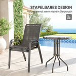 Bistro Set 3-Piece Weatherproof Glass Table Stackable Chairs - Black