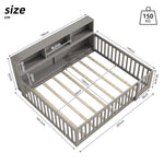 Daybed Sofa Bed 140x200cm with Bedside Storage Railing, Grey Pine Wood