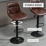 Bar Stool Set of 2, Height-Adjustable Swivel Counter Stool, Faux Leather Brown