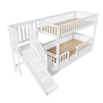 Children's Bunk Bed Multifunctional Slide Stairs 2 Drawers Solid Wood, White 90x200
