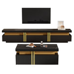 TV Wall Combination, Multifunctional Cabinet with Coffee Table, Black