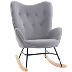 Rocking Chair, Ergonomic Swing, Nursing, Velvet Look, Light Grey