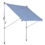 Folding Arm Awning Clamp-On Height Adjustable 200x150cm Aluminum Blue/White