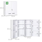 Medicine Cabinet 2-Door 6 Shelves Wall-Mounted Steel White 55x18x60cm