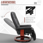 Recliner Chair TV with Footrest 360° Swivel Wooden Base Faux Leather Black
