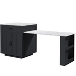 Extendable Bar Table Kitchen Island with Storage, 2 Drawers & Shelves - Black