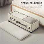 Bench with storage, upholstered corduroy, steel legs, beige