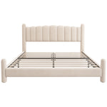 Upholstered Bed 180x200cm with Slatted Frame, Beige Velvet