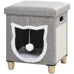 Cat Cave Ottoman, Cushion, Scratching Mat, Grey Polyester