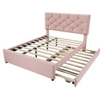 Upholstered Bed 140x200cm with Pull-Out Bed, Pink