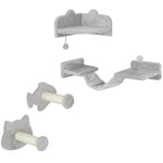Cat Staircase Set, 4-Piece, Sisal Steps, Double Platform, Light Grey/Cream White