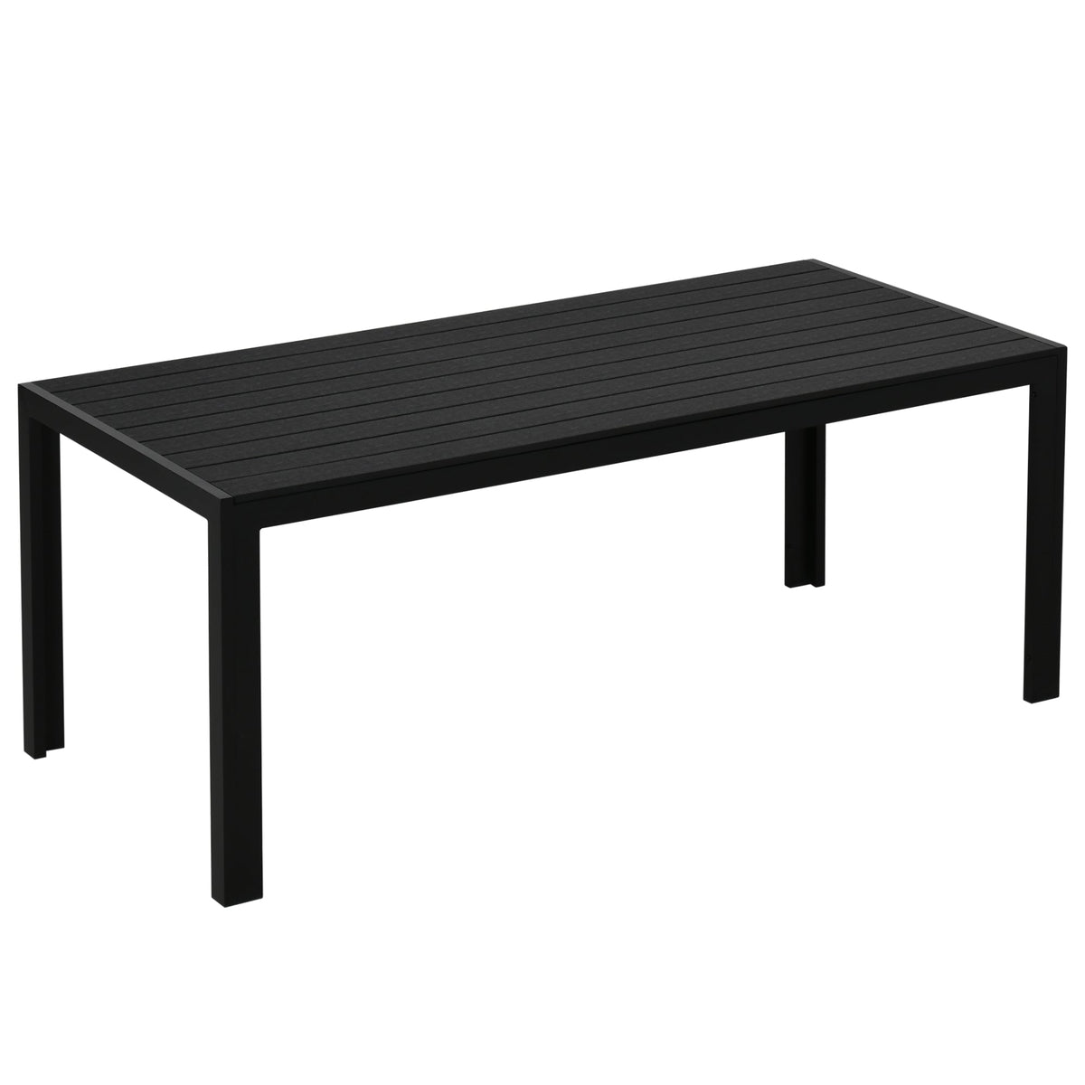 Aluminum Garden Table Weatherproof Wood-Plastic Composite Black