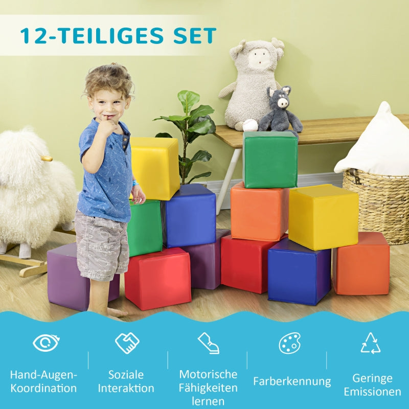 12-Piece Foam Building Blocks, Giant Soft Construction Toy Set, Red and Yellow