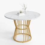 Kitchen Table Modern Marble Sturdy Metal Frame White/Gold