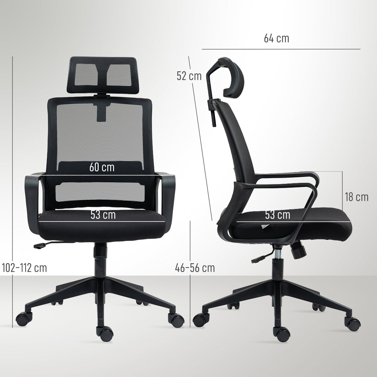 Ergonomic Office Chair Armrests Adjustable Headrest Mesh Swivel Rocking Black
